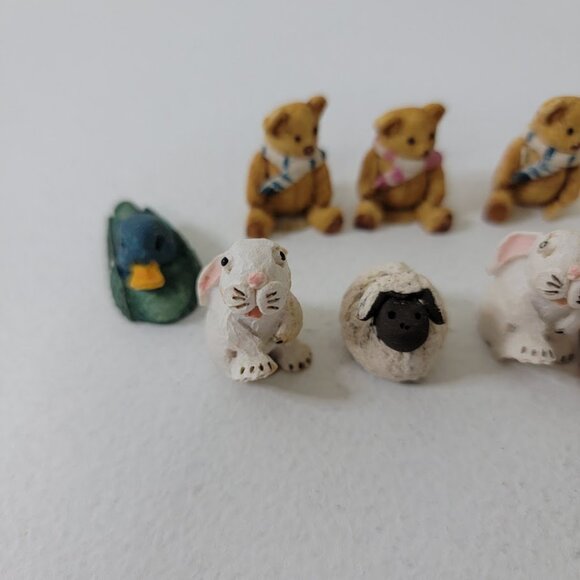 Vintage Peter Fagan Hand Painted 9 Miniature Figures Bunny Teddy Bear Duck Sheep - Picture 2 of 9
